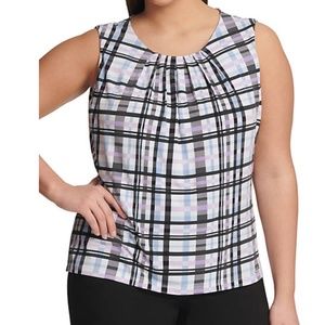 Calvin Klein two sleeveless pleat neck blouses